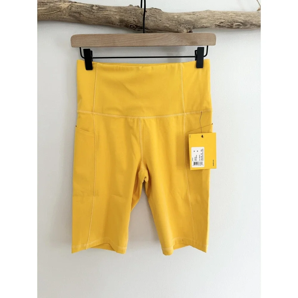 Lole Women Yellow High Waisted Pocketed Bike Shorts Activewear Sz XL - Picture 3 of 12